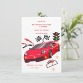 Red Sports Car Racing Theme Party Invite 招待状 (スタンド正面)