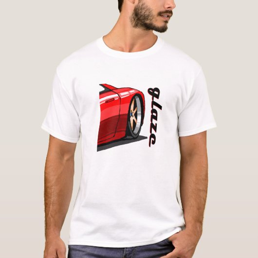 Red Sports Car Wheel – リムお洒落ス Tシャツ (正面)