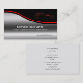 Red Sportscar on steel-effect，車の販売ショールーム 名刺 (正面/裏面)