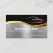 Red Sportscar on steel-effect，車の販売ショールーム 名刺 (正面)