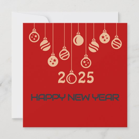 Red Square wish card New Year with Christmas ball シーズンカード (正面)