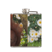 Red Squirrel and Daisies Cute Photo フラスク (裏面)