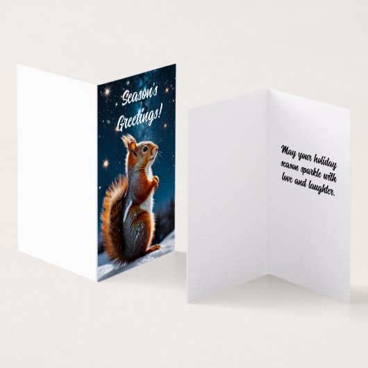 Red Squirrel in the Snow Holiday Christmas Card (内部&外部)