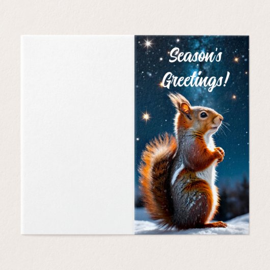 Red Squirrel in the Snow Holiday Christmas Card (外部フラット)
