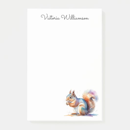 Red Squirrel Watercolor Wildlife Personalized ポストイット (正面)