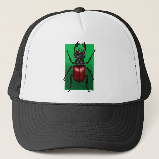 Red Stag Beetle Illustration キャップ (正面)