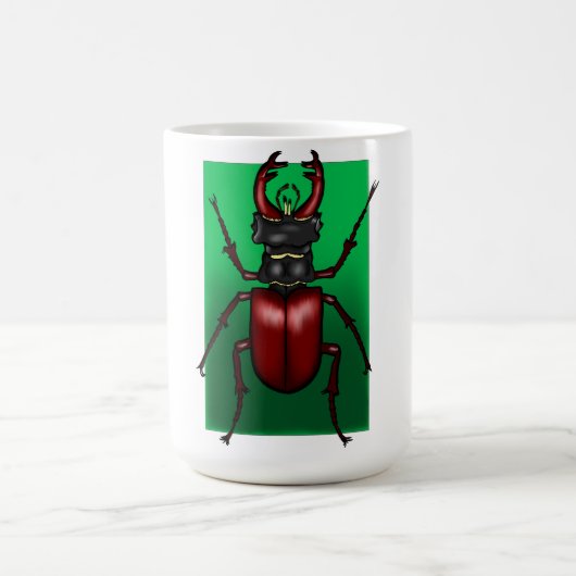 Red Stag Beetle Illustration コーヒーマグカップ (中央)