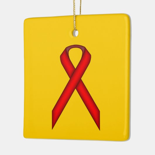 Red Standard Ribbon by Kenneth Yoncich セラミックオーナメント (左)