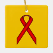 Red Standard Ribbon by Kenneth Yoncich セラミックオーナメント (正面)