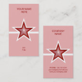 Red Starホワイトラインの名刺ピンク（縦） 名刺 (正面/裏面)