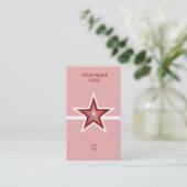 Red Starホワイトラインの名刺ピンク（縦） 名刺 (スタンド正面)