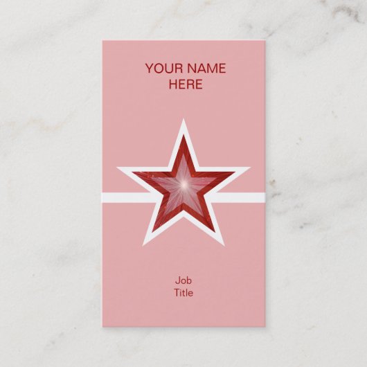 Red Starホワイトラインの名刺ピンク（縦） 名刺 (正面)