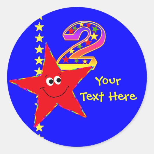 Red Star 2nd Birthdayスタンプ ラウンドシール (正面)