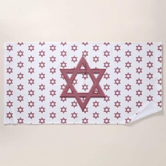 Red Star of Davidシームレス ビーチタオル (正面)