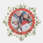 Red Star Winter Photo Christmas Keepsake オーナメントカード (正面)