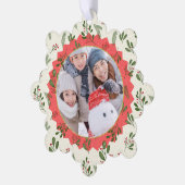 Red Star Winter Photo Christmas Keepsake オーナメントカード (左)