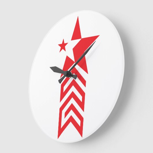 Red Star with Chevron Arrows ラージ壁時計 (傾斜)