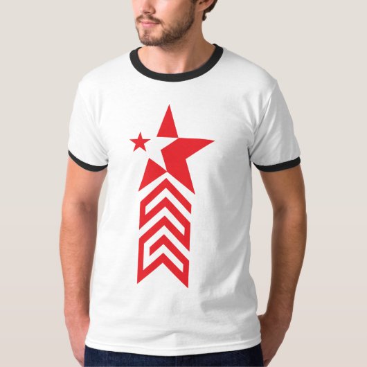 Red Star with Chevron Arrows Tシャツ (正面)