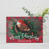 Red Stars Christmas Birth Announcements シーズンカード (スタンド正面)