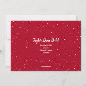 Red Stars Christmas Birth Announcements シーズンカード (裏面)