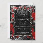 Red Stars Magical Night Masquerade Party Halloween 招待状 (正面)