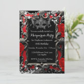 Red Stars Magical Night Masquerade Party Halloween 招待状 (スタンド正面)