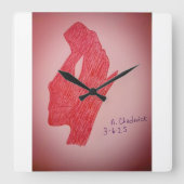 Red Static Image Wall Clock スクエア壁時計 (正面)