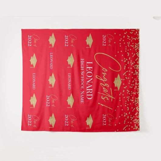 Red Step and repeat Graduation Backdrop ba タペストリー (正面(横))