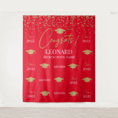 Red Step and repeat Graduation Backdrop ba タペストリー (正面)