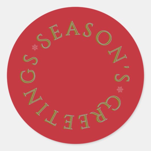 Red Sticker- Gold Typography ラウンドシール (正面)