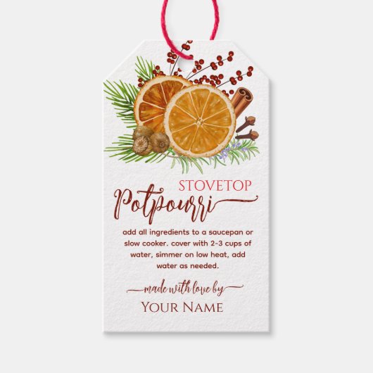 Red Stovetop Christmas  Simmering Potpourri  ギフトタグ (正面)