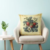 Red Strawberries and White Floral Greenery Pattern クッション (椅子)