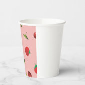 Red Strawberry and Cherry Pattern Pink Fruit 紙コップ (左)
