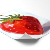 Red Strawberry Fruit Watercolor Painting ポスター (角)