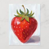 Red Strawberry Fruit Watercolor Painting ポストカード (正面)