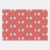 Red Strawberry Heart Colored Glasses Birthday ラッピングペーパーシート (正面3)