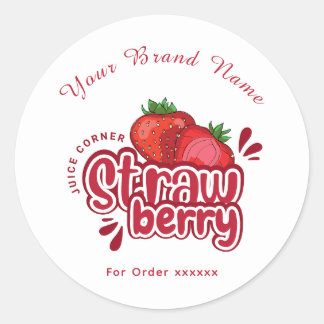 Red Strawberry juice cornor Logo Sticker ラウンドシール