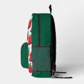 Red Strawberry Pattern Green Backpack プリントバックパック (右)