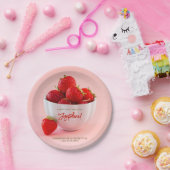 Red Strawberry Photo Summer Brunch Happy Birthday ペーパープレート (パーティー)