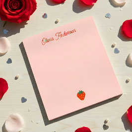 Red Strawberry Valentines Day Personalized Name ノートパッド