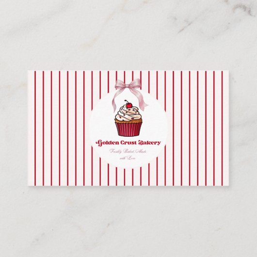 Red Stripe Bakery Thank You Card Cupcake 名刺 (裏面)