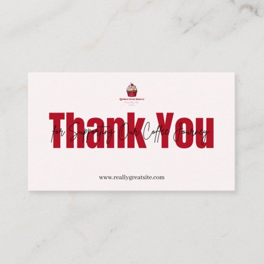 Red Stripe Bakery Thank You Card Cupcake 名刺 (正面)