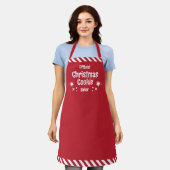 Red Stripe Christmas Cookie Baker Medium Apron エプロン (着用した状態)
