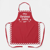 Red Stripe Christmas Cookie Baker Medium Apron エプロン (正面)