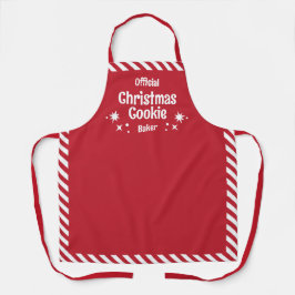Red Stripe Christmas Cookie Baker Medium Apron エプロン