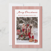 Red Stripe Family Christmas Photo Holiday Card シーズンカード (正面)