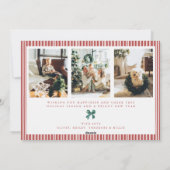 Red Stripe Green Bow Christmas Photo Holiday Card  シーズンカード (裏面)