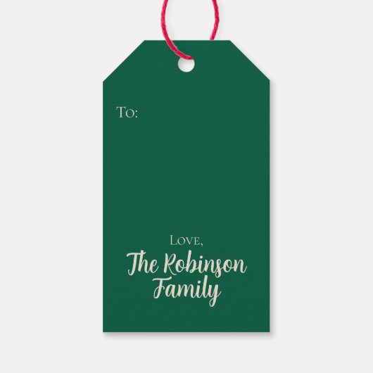 Red Striped Bow Custom Merry Christmas ギフトタグ (裏面)