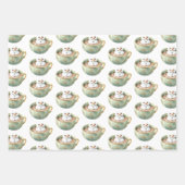 Red Stripes Christmas Happy Marshmallow ラッピングペーパーシート (正面2)