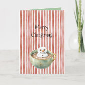 Red Stripes Christmas Happy Marshmallow in Cocoa カード (正面)